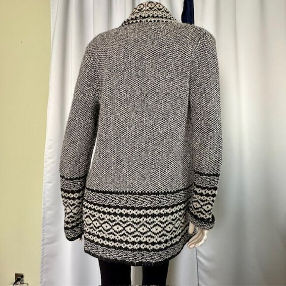 Lucky Brand - Border Open front Cardigan Black/Ivory with front Pockets Size Sm - Picture 3 of 7